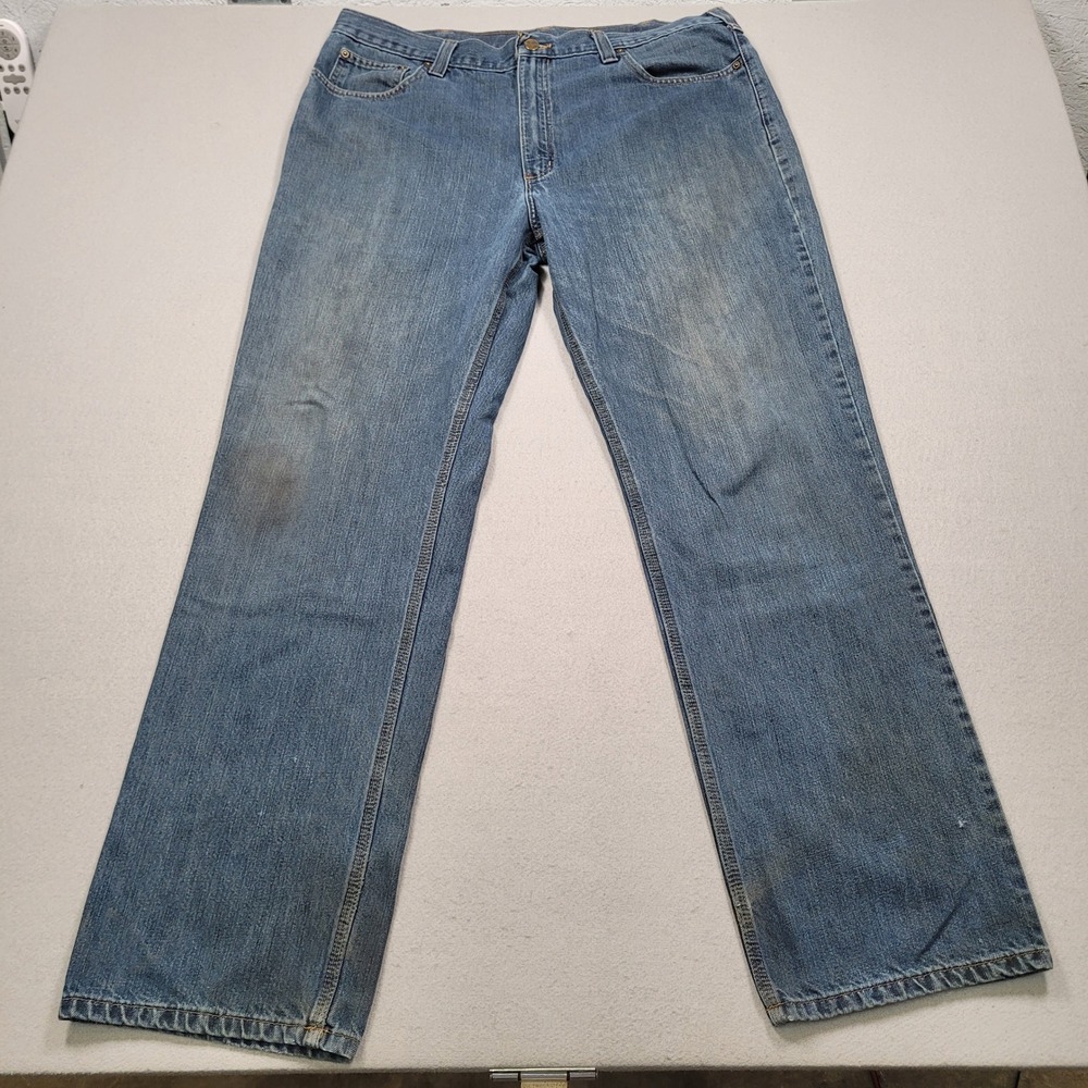 Carhartt Mens Relaxed Fit Straight Leg Blue Jeans 38x34 Grunge Work 101483-968